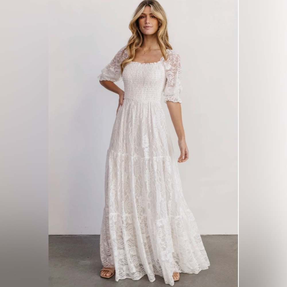 Baltic Born Stella maxi dress size XL  Nude with white lace boho wedding